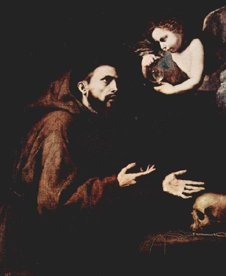 Jose de Ribera Der Hl. Franz von Assisi und der Engel mit der Wasserflasche oil painting image